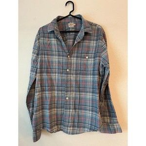 Faherty Brand Mens Extra Large Blue Gray Flannel Shirt Soft Cotton